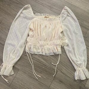 Altar'd State Ivory Dotted Blouse